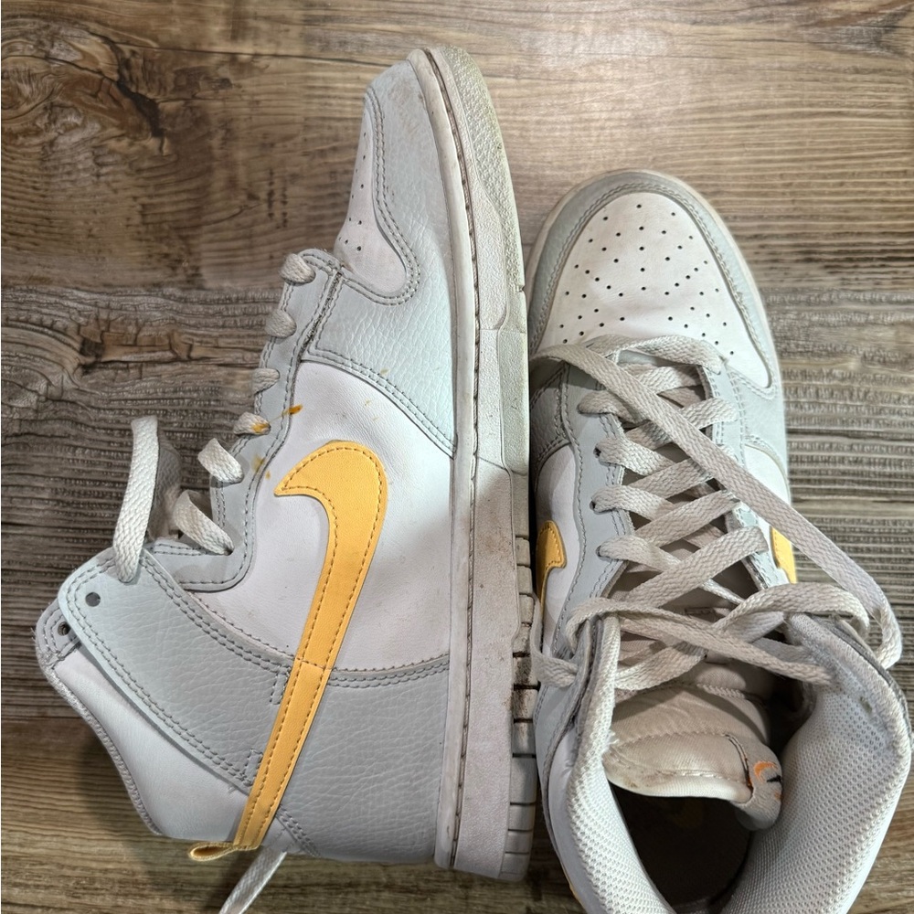Nike Kids White and Yellow High-Top Sneakers
